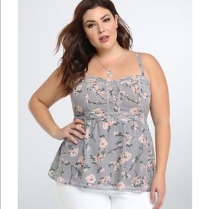 Torrid Grey floral Babydoll Cami Top sz0 (XL)